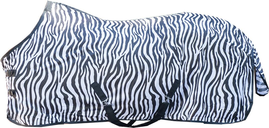 HKM Zebra Fliegendecke mit Kreuzgurt, weiß/schwarz, 95cm