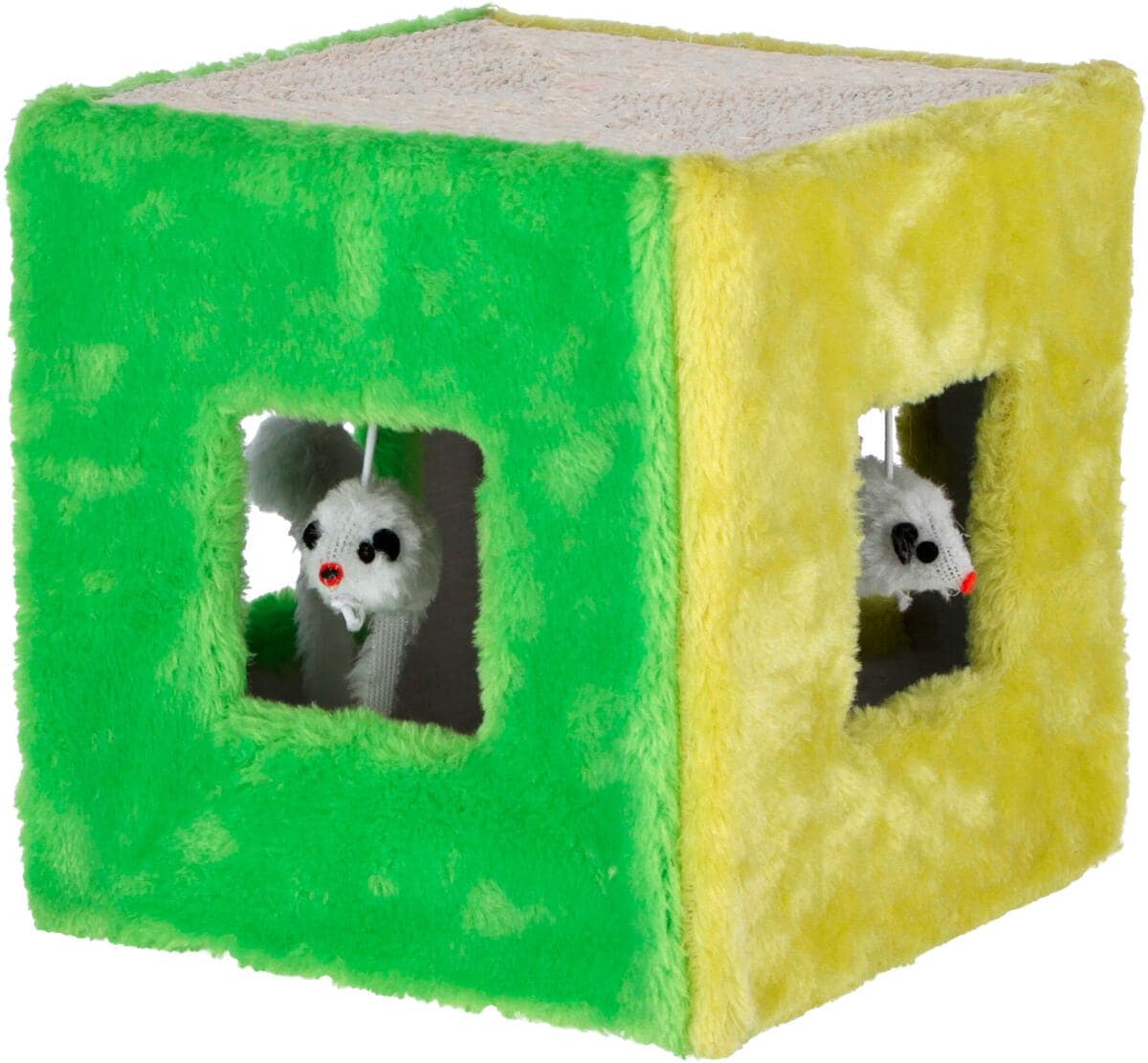 KERBL Pet Sisalspielzeug Würfel, grün/gelb, 20x20x20cm
