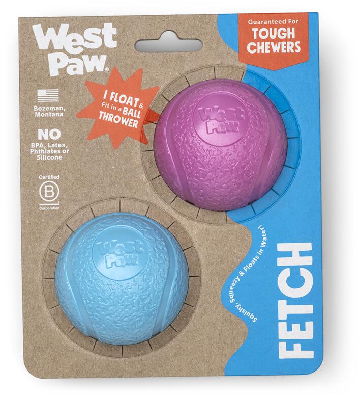 WestPaw Boundr Hundespielzeug, pink/blau, S, Ø6cm, 2 Stück