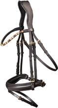 Briglia snaffle Waldhausen X-Line Goldheart, combinata svedese, marrone, PON
