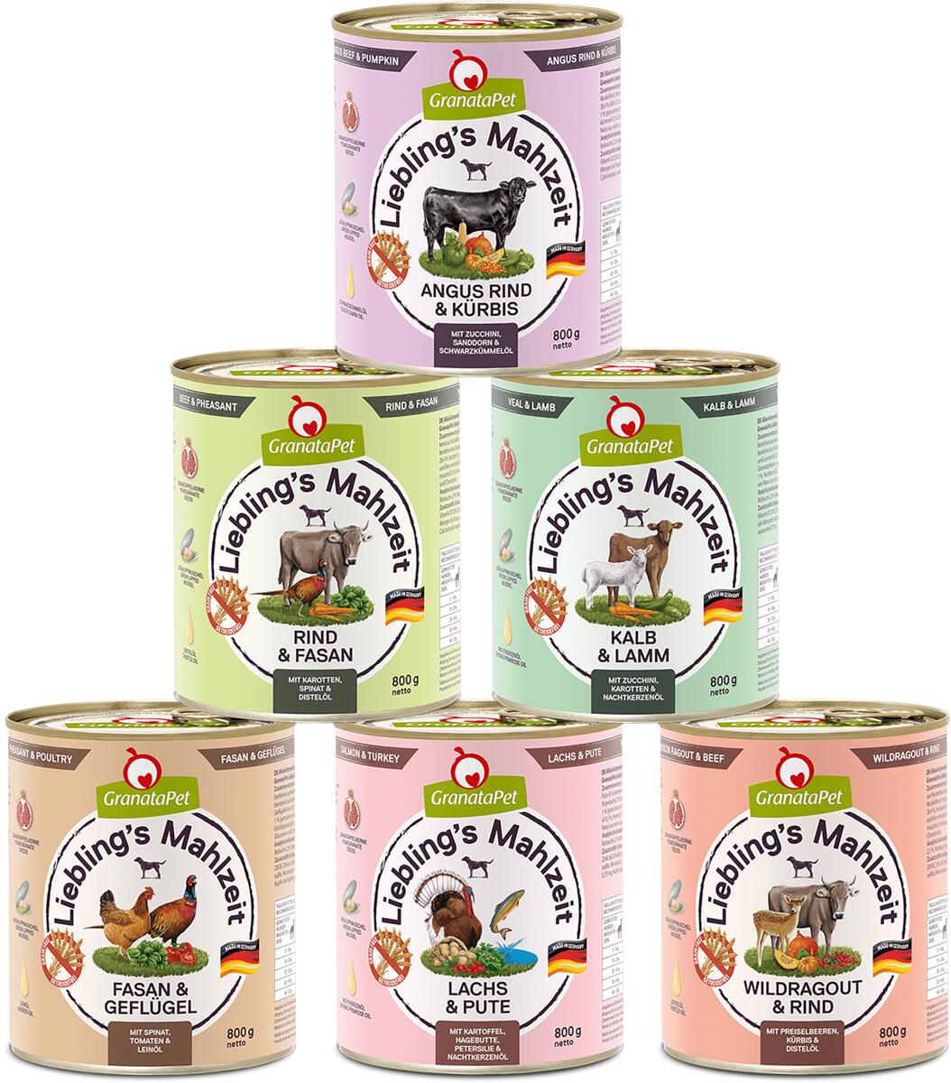 GranataPet Lieblings Mahlzeit Nassfutter Multipack II, 6x800g