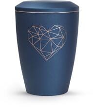 Urna per animali Völsing Karat Edition, cuore geometrico, velluto blu navy, 1,5 L