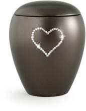 Urna per animali in ceramica Völsing, cuore di cristalli, color cioccolato madreperla, 2,8 L