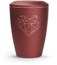 Urna per animali Völsing Karat Edition, cuore geometrico, velluto rubino, 0,5 L