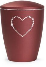 Urna per animali Völsing Elegance Edition, cuore di cristallo, velluto rubino, 1,5 L