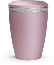 Urna per animali Völsing Glamour Edition, fascia Sparkling Glamour argento, velluto rosé, 1,5 L