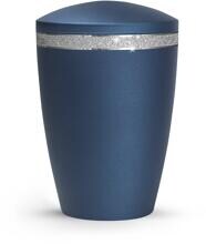 Urna per animali Völsing Glamour Edition, fascia Sparkling Glamour argento, velluto blu navy, 0,5 L