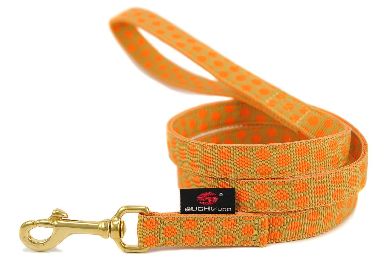 SUCHtrupp Dots Führleine, gold, City, beige-orange, S