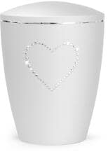Urna per animali Völsing Elegance Edition, cuore di cristallo, velluto bianco, 1,5 L