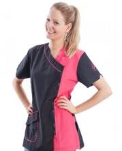 Salonshirt | Pink/Schwarz | kurzen Ärmeln