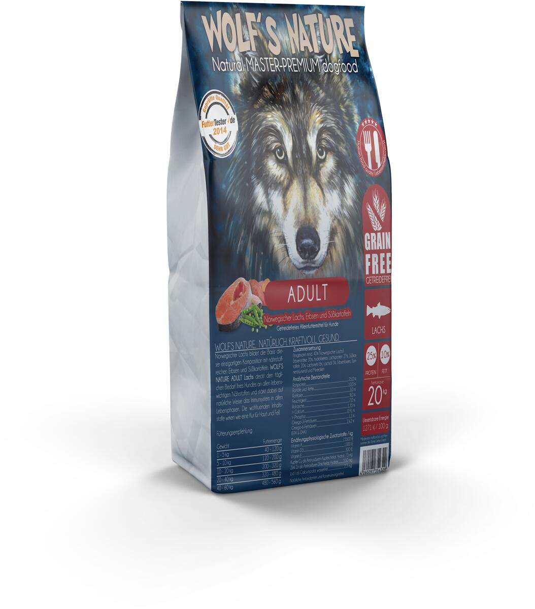 Wolf"s Nature Master Premium | mit Lachs | getreidefreies Hundefutter | 13 kg