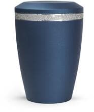 Urna per animali Völsing Glamour Edition, fascia Sparkling Glamour argento, velluto blu navy, 2,8 L