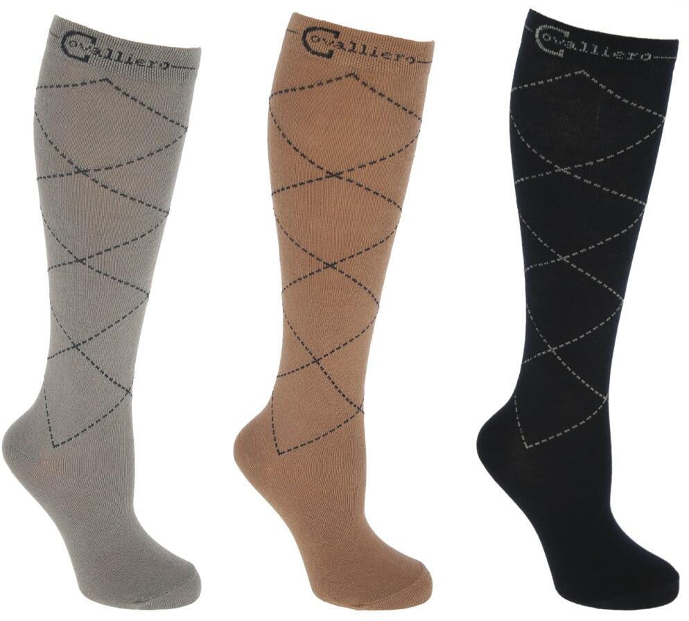 Covalliero Karo Reitstrümpfe, 3er Pack, Gr. 37-39
