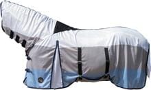 HKM Strong Fliegendecke mit Halsteil, blau/weiß/grau, 165cm
