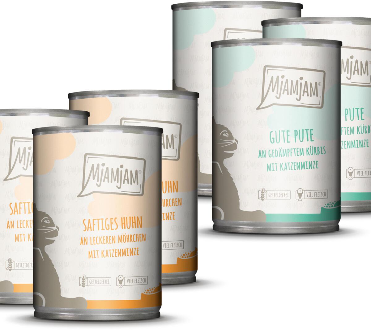 Mjamjam Mahlzeiten Katzenfutter Monopaket 1, 6x400g