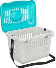 Scatola da trasporto Trixie Midi-Capri, coniglio nano, plastica, 44x33x32cm, 1,1kg, grigio chiaro/turchese