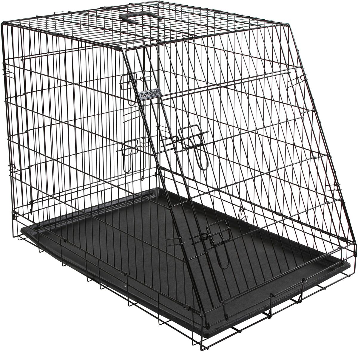 KERBL Pet Gittertransportbox, trapezförmig, zweitürig, 107x74x85cm