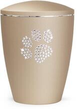 Urna per animali Völsing Elegance Edition, zampa in cristallo, velluto color champagne, 2,8 L