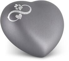Urna per animali Völsing Herz Edition, Sparkling Star Infinity Cuore/Zampa argento, velluto grigio pietra, 0,5 L