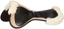 Sottosella Acavallo in memory foam, Gel Grip, piatto, bordo in pelle di agnello, taglia unica, sabbia/naturale