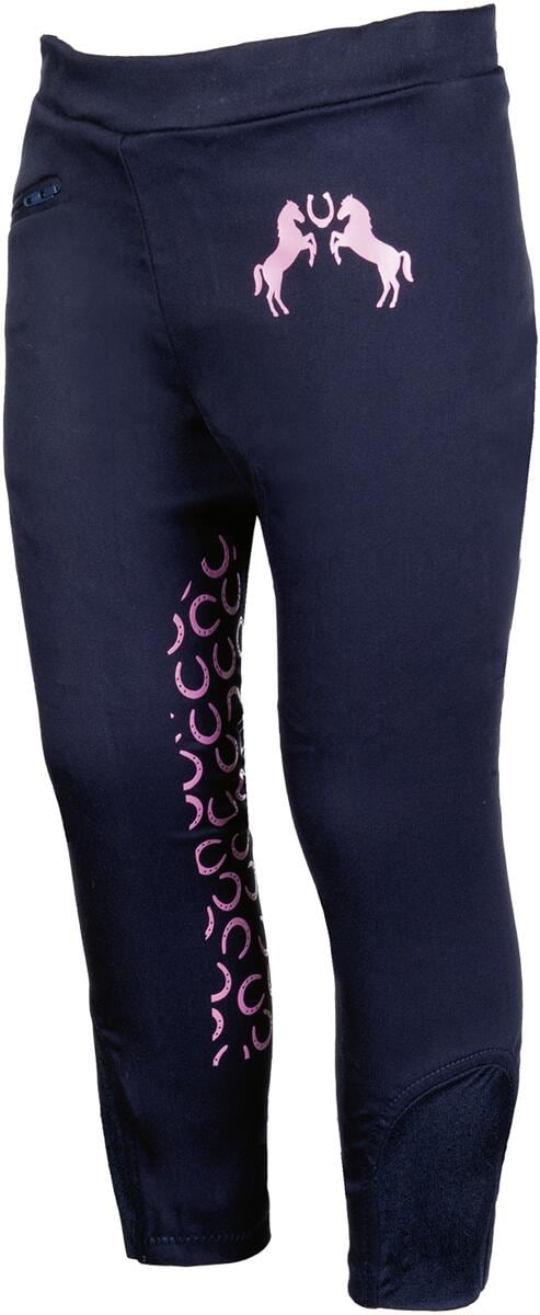HKM Pink Pony Kinder Reitleggings, Silikon-Kniebesatz, dunkelblau, 122-128