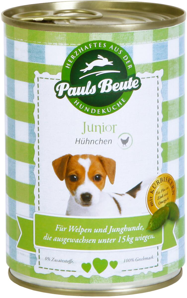 Pauls Beute Junior Small Breed Nassfutter mit Hühnchen, 6x400g
