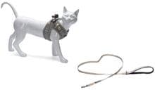beeztees Parinca Katzengeschirr mit Leine, grau, M/L