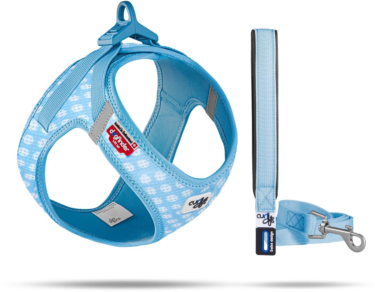 curli Puppy Set Brustgeschirr inkl. Leine, 3XS, skyblue circles