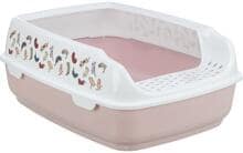 Trixie Delio Katzentoilette mit Rand, bedruckt, 38x20x50cm, flieder/weiß