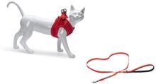 beeztees Parinca Katzengeschirr mit Leine, rot, S/M