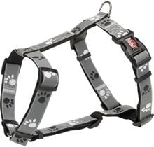 Trixie Silver Reflect H-Geschirr, schwarz/silbergrau