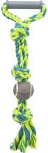 Anello doppio Trixie, corda, con pallina da tennis, ø6/50cm, lime/benzina