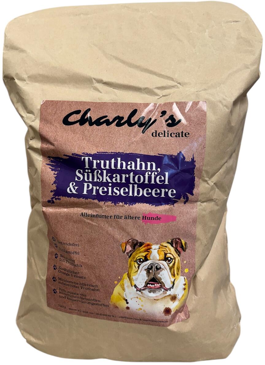 charlys delicate Senior | Truthahn mit Süßkartoffeln & Preiselbeere | getreidefreies Hundefutter | 12 kg