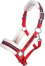 Cavezza sportiva HKM Equine, rossa, pony