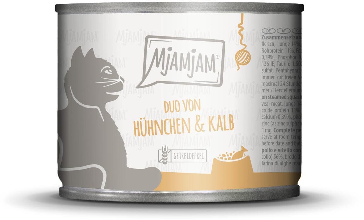 Mjamjam DUO Katzenfutter mit Huhn & Kalb, 6x200g
