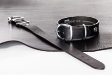 Collare Mealson Ecoskin CollR, onice/metallo, 35/25, 25-30x2,5 cm