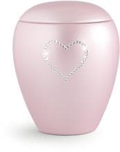 Urna per animali in ceramica Völsing, cuore di cristalli, color madreperla rosata, 2,8 L