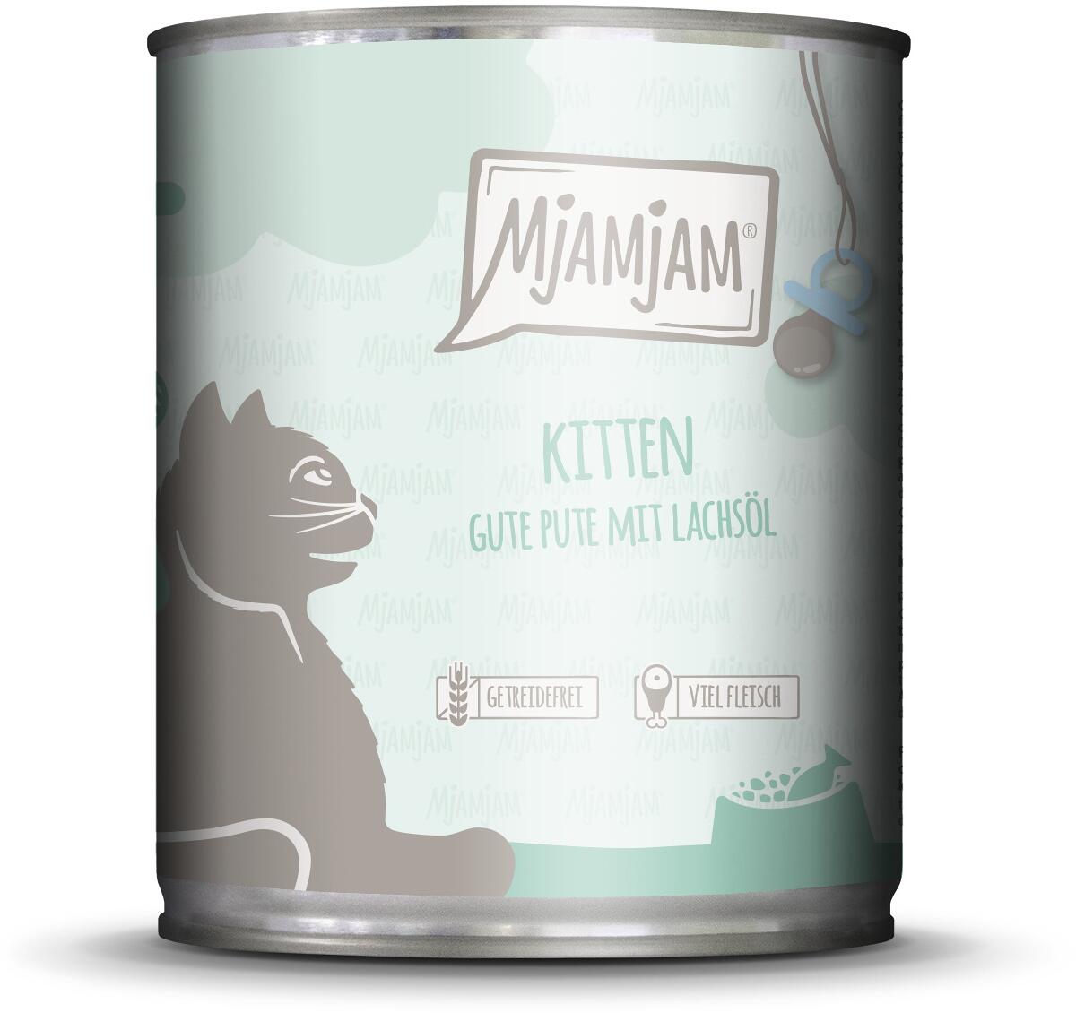 Mjamjam Kitten Katzenfutter mit Pute & Lachsöl, 6x800g
