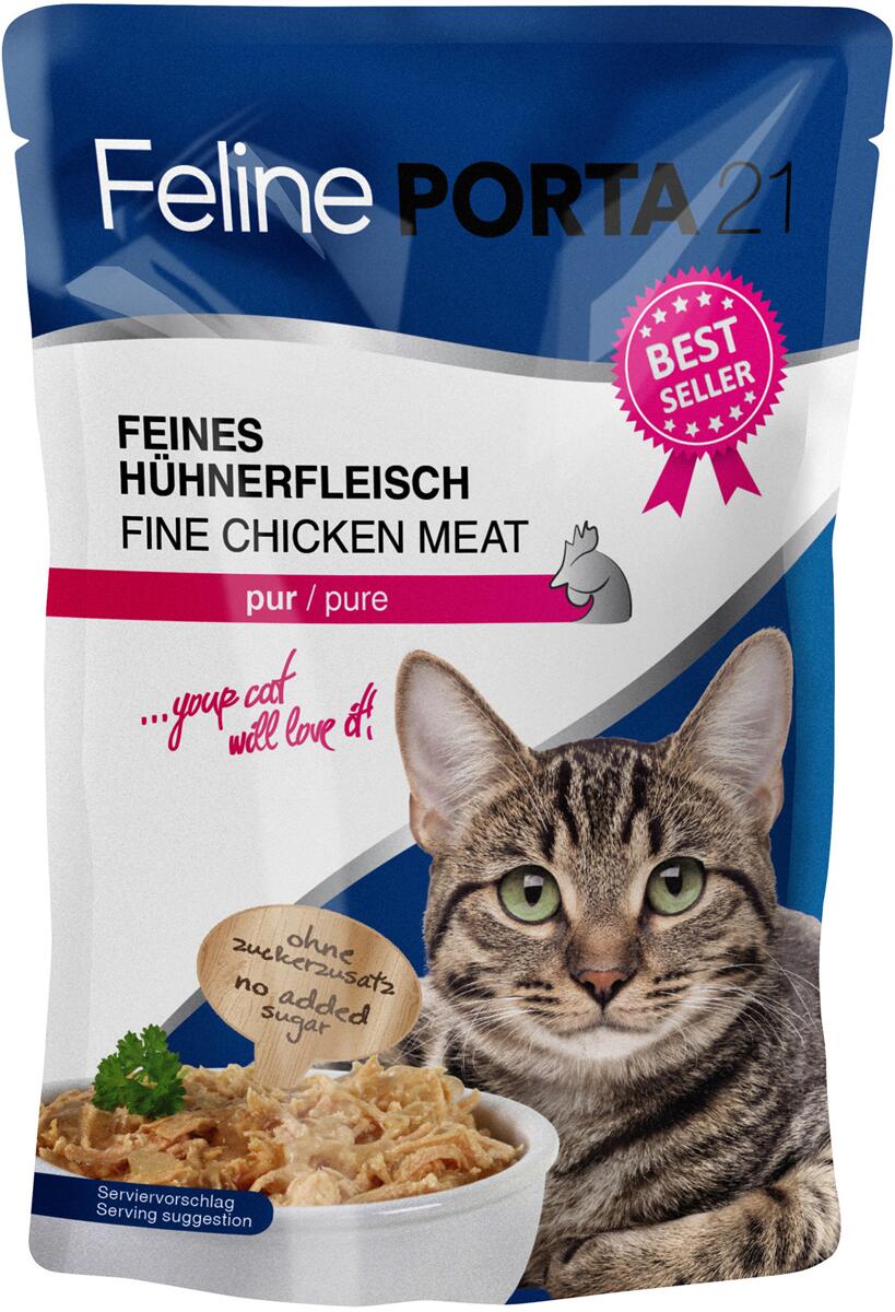 Porta21 Feline Nassfutter, Huhn Pur, 20x100g