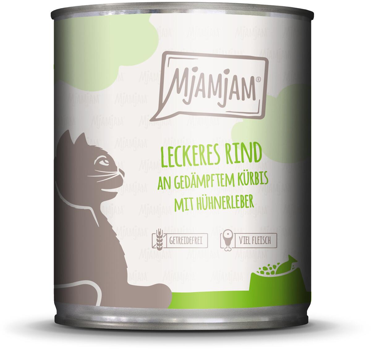 Mjamjam Katzenfutter mit Rind & Kürbis, 6x800g