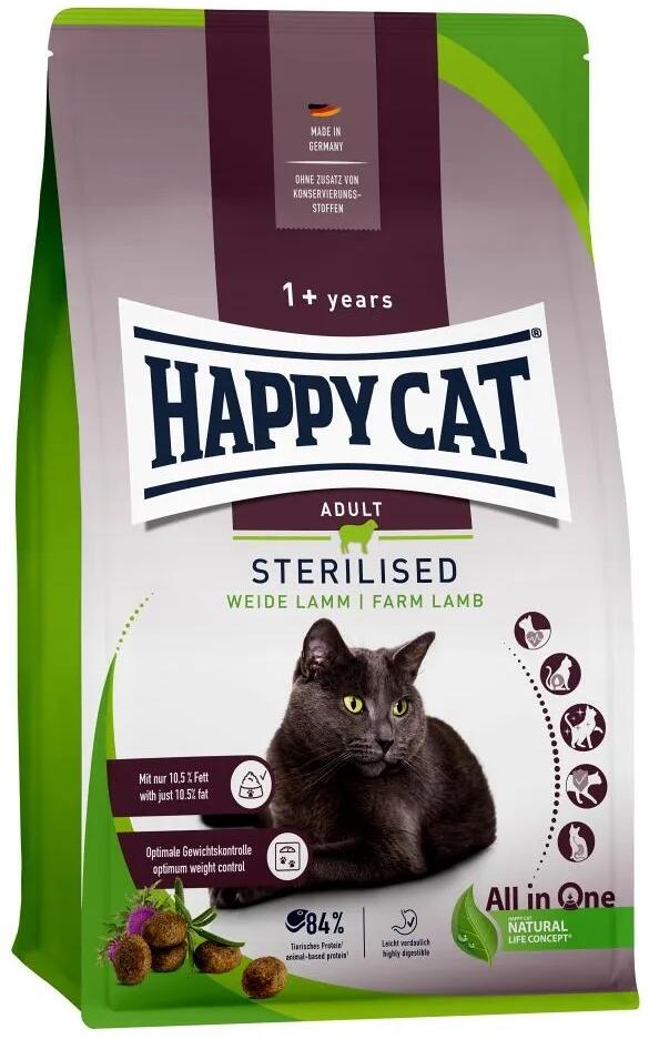 HappyCat Sterilised Trockenfutter, Weide Lamm, 1,3kg