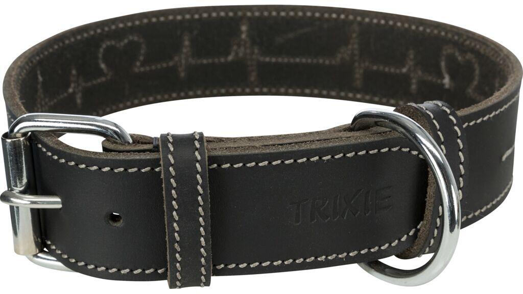 Trixie Rustic Heartbeat Fettleder-Halsband, S–M, 34-40cm/30mm, schwarz
