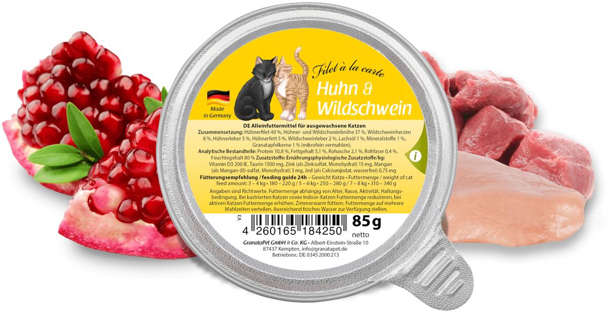 GranataPet Filet à la carte Nassfutter 6x85g, Huhn & Wildschwein