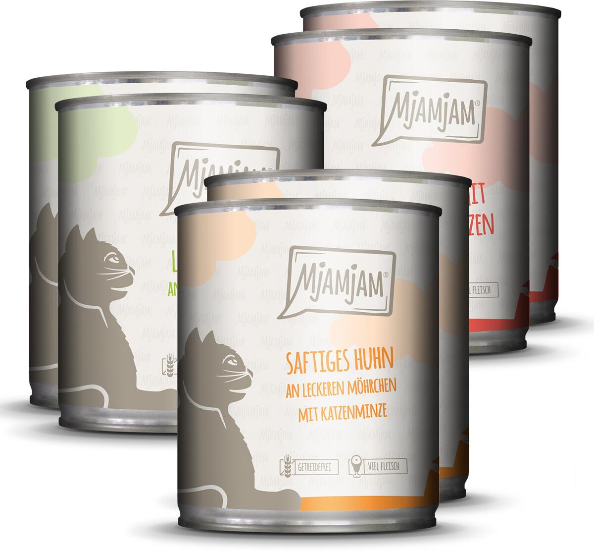 Mjamjam Mahlzeiten Katzenfutter Mixpaket I, 6x800g