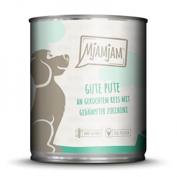 Mjamjam Nassfutter mit Pute, Reis & Zucchini, 6x800g