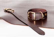 Mealson Ecoskin CollR Halsband, Mokka/Brass, 40/25, 29-35x2,5cm