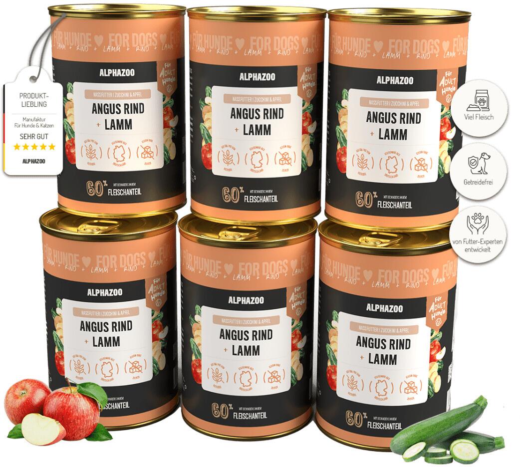 alphazoo Hundenassfutter, 6x400g, Rind & Lamm