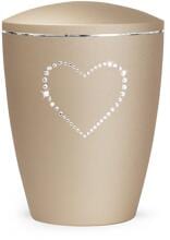 Urna per animali Völsing Elegance Edition, cuore di cristallo, velluto color champagne, 2,8 L