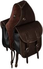 Borsa da sella "Pool's Border Stamp" lavorata a mano, marrone scuro