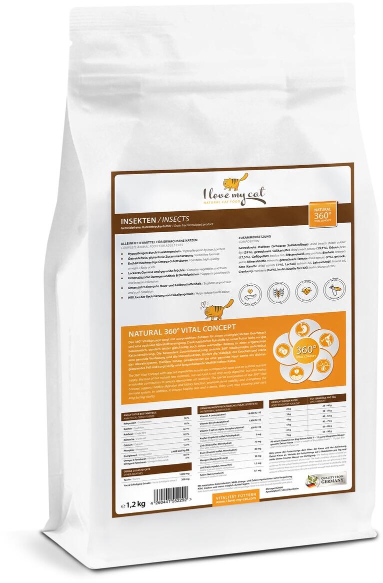 I love my cat | mit Insekten | 1.2 kg getreidefreies Katzenfutter